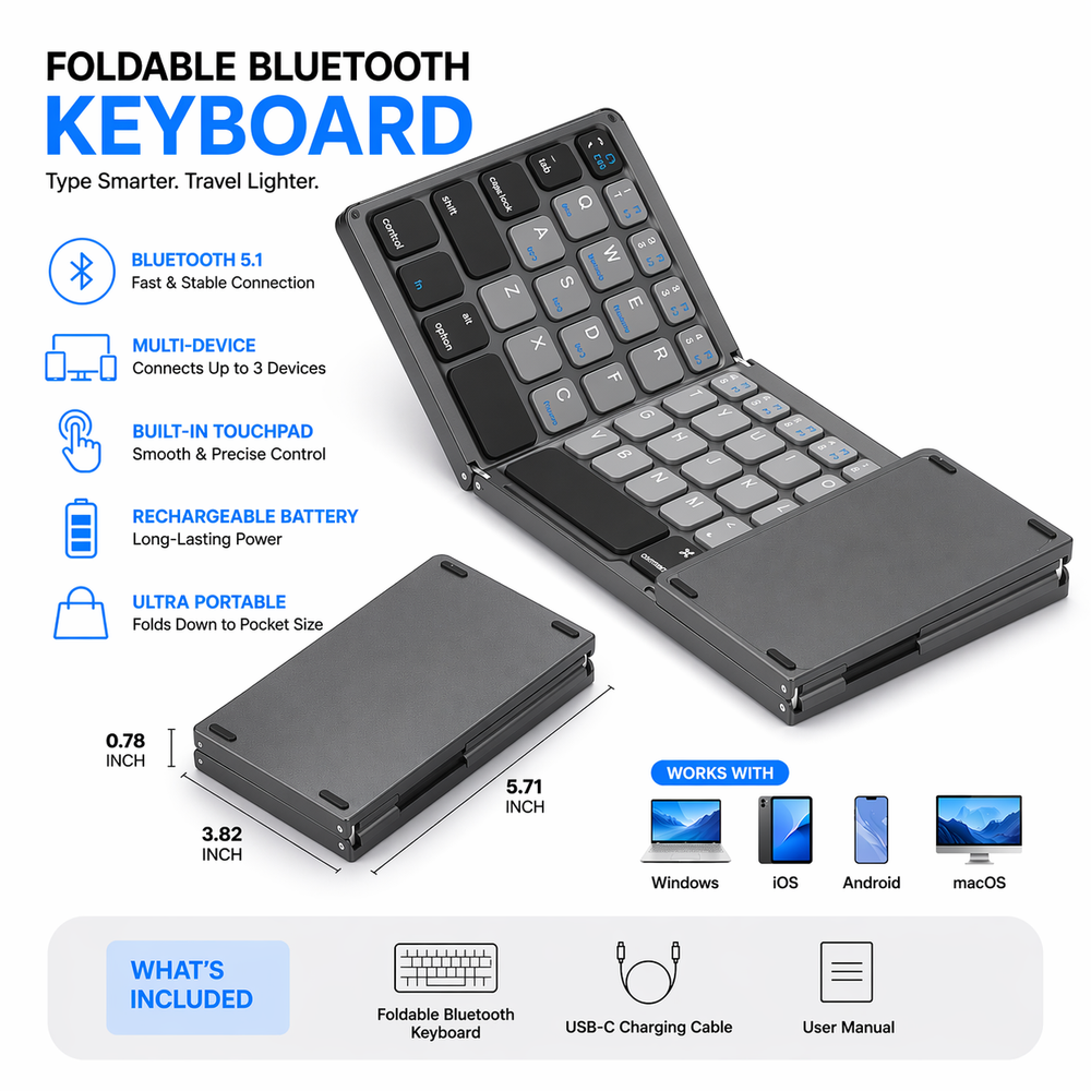 Foldable Bluetooth Keyboard